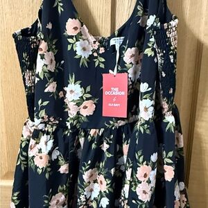NWT Old Navy Floral Midi Dress - Black and Pink